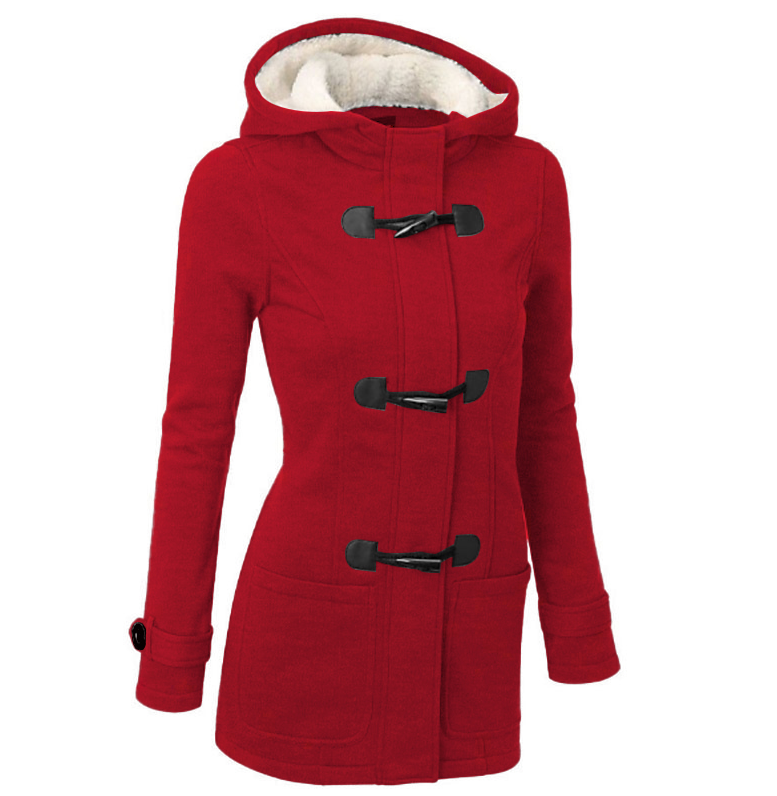 Avslappnad vinterjacka med knappar för kvinnor