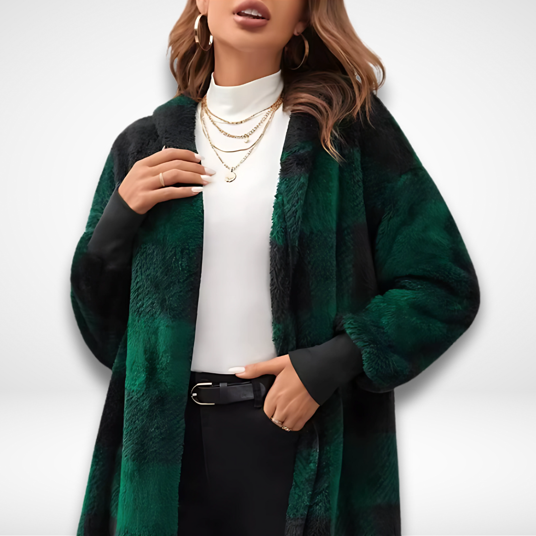 Dam Cardigan Vattentät med Rutig Mönster