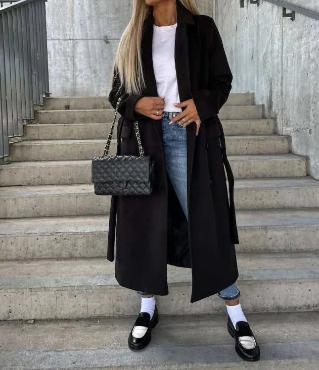 Damens Klassiska Ull-Look Kappa