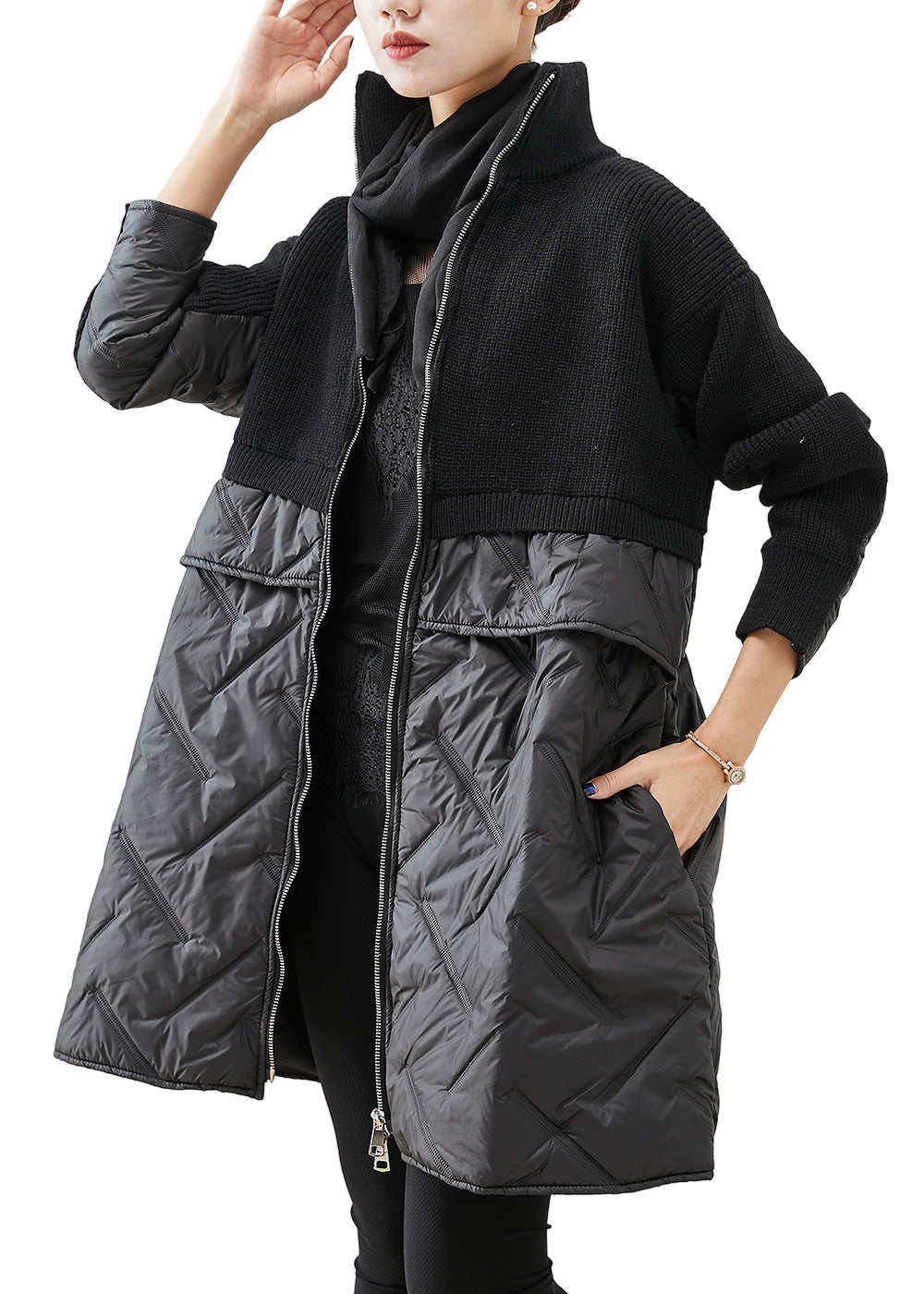 Dam Patchworkkappa – Värmande, Trendig & Bekväm för Vinter