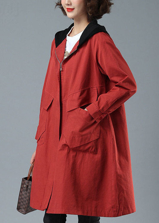 Patchwork Höstjacka med Huva – Stilren & Bekväm Bomullsjacka - Dam