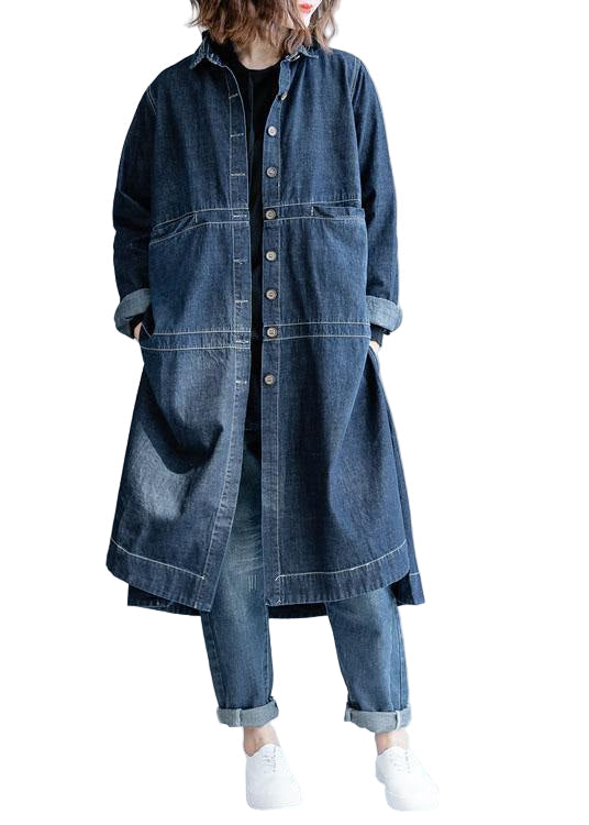 Jeansjacka Dam Lätt Denim med Öppen Sida