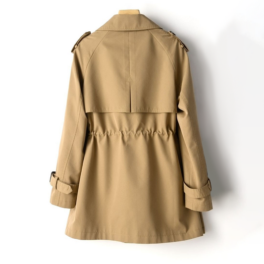 Kvinna Vintage Trench Coat Dubbelknäppt Nylon-Bomull