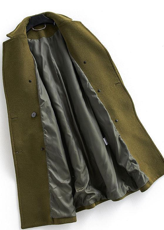 Kvinnojacka i Ullsblandning, Trendig Plus Size, Lång Dubbelknäppt