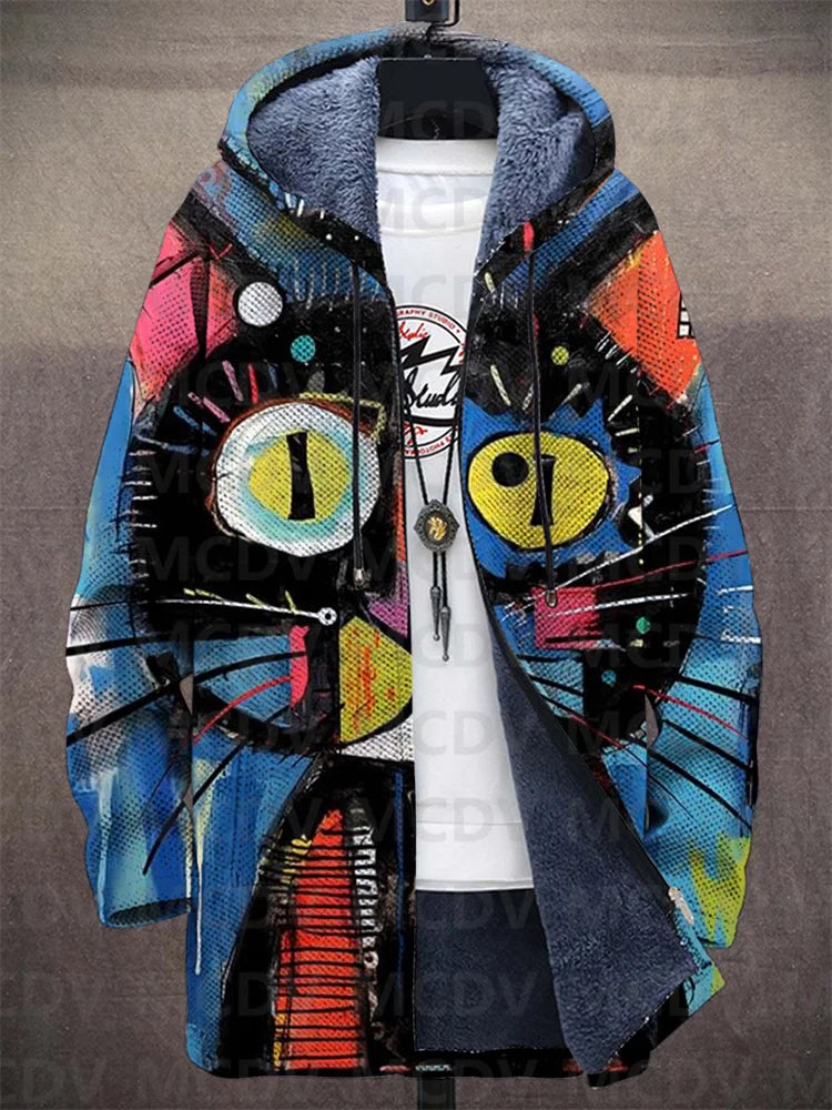 Dam Kappa Mysig Fleece Kattmönster Lös Passform