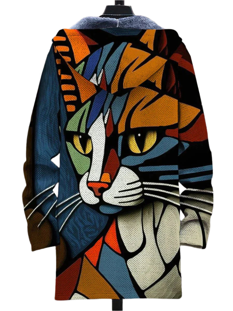 Unisex Hoodie Fleece med Konstnärlig Tryck