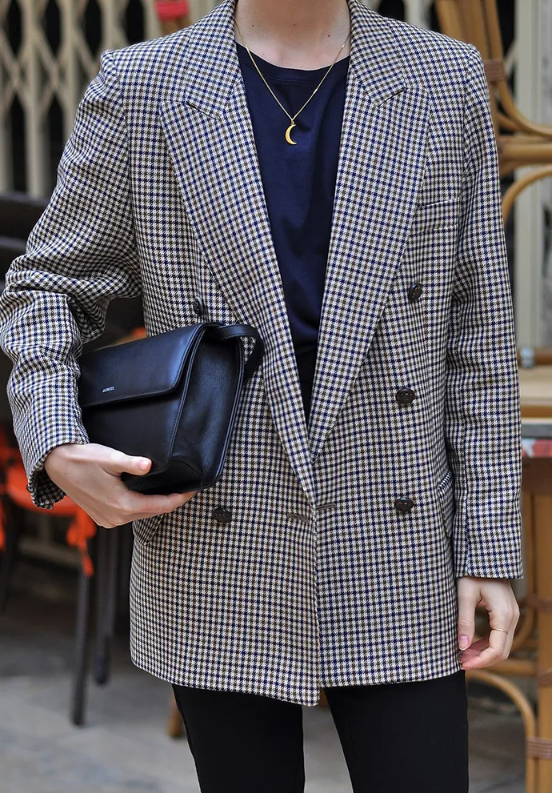 Vintage rutig kavaj för damer