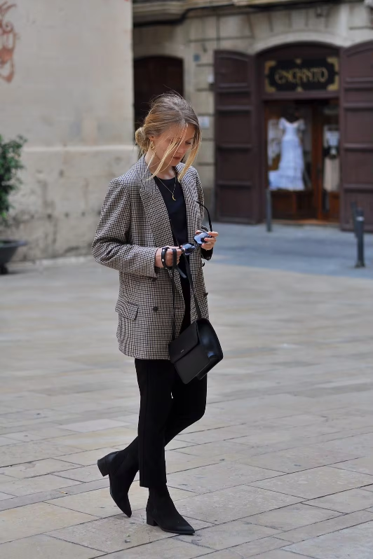 Vintage rutig kavaj för damer